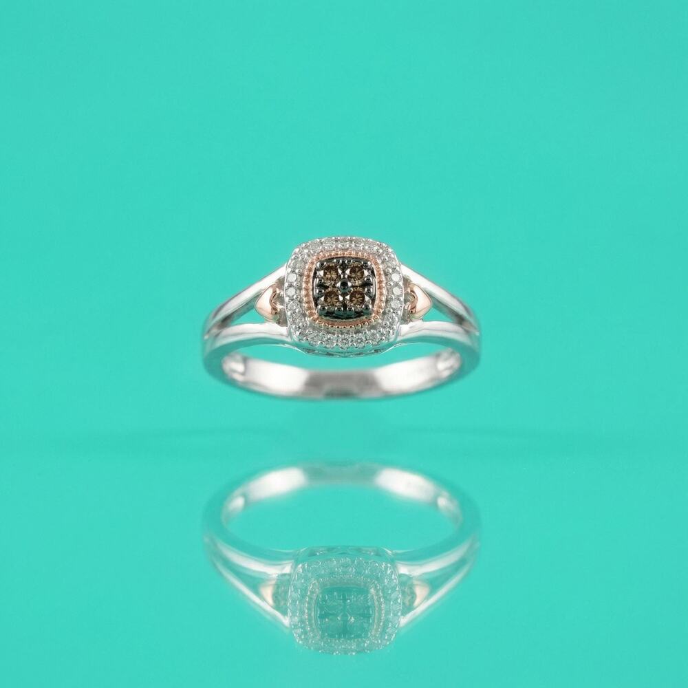 Sterling Silver & Fancy Brown Diamond Ring, Size 7.00